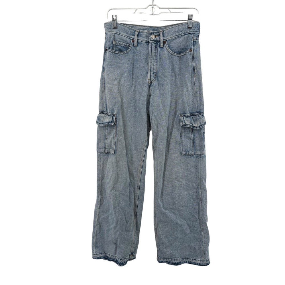 Old Navy Sky-Hi Wide Leg Cargo Jeans Size 4 Light Wash Y2K